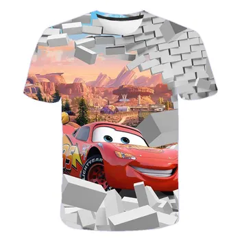 Fantje 3D Cartoon T-Shirt Strela McQueen Avto Graphic T-Shirt Fantje Dekleta 3D Srčkan T-Shirt Otrok Krog Vratu T-Shirt