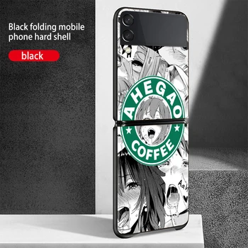 Ahegao manga dekle Zložljiva Mobilnega Trde Shockprooof Lupini Za Samsung Galaxy Ž Flip 3 5G Black Fundas Primeru Telefon