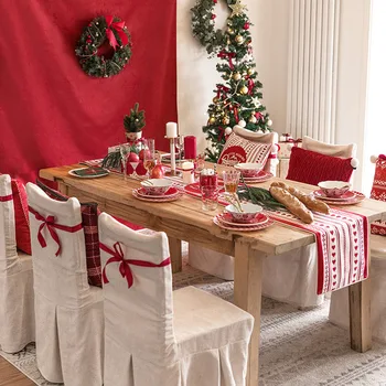 Božič Namizni Tekač Palčki Snežinke Bele, Rdeče Tabela Kritje Restavracija Hotel Božič Namizni Tekač Doma DecorativeTablecloth