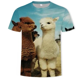 Nov poletni živali 3D tiskanje moške prevelik T-shirt konj in ovc T-shirt otroška oblačila starš-otrok rabo (100-6XL)