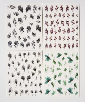 1pc Akvarel Cvetje Listov Nalepke za Nohte Sijoče Bleščice Cvetlični 3D Nalepke, Nalepke Črnilo Slikarstvo Učinek Nohte Art Okras