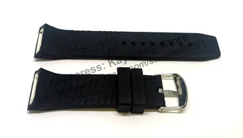 27mm Črno Mehko Silikonsko Watch Band Buckled Traku - Comp Porsche Design P6750