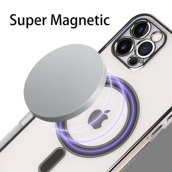 CZM Površinski Magnetni Magsafing Primeru Telefon za iPhone 12 Pro Max 12 Mini Prozoren Silikonski Pokrovček za iPhone 13 Pro Max 13 mini