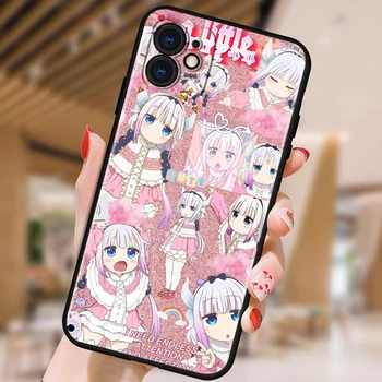 Dragon Devica Anime Srčkan Za Apple iPhone 13 12 11 Mini XS XR X Pro MAX SE 2020 8 7 6 5 5S Plus Črn Silikonski Primeru Telefon